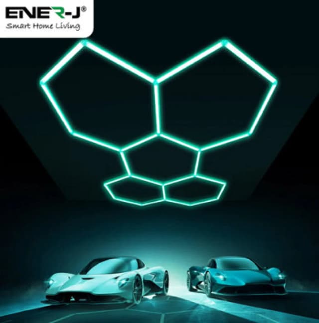 ENER-J Hexagon RGB LED Ceiling Light Kit 150W Honeycomb Garage Lighting in White Size: 145cm White Unisex 145 cm