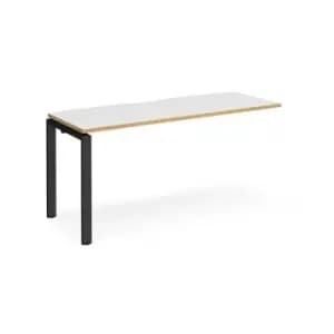 Bench Desk Add On Rectangular Desk 1600mm White/Oak Tops With Black Frames 600mm Depth Adapt