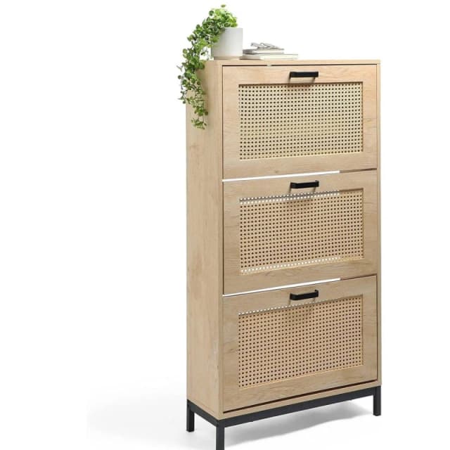 VonHaus Lena Rattan Shoe Storage Cabinet Beige unisex One Size