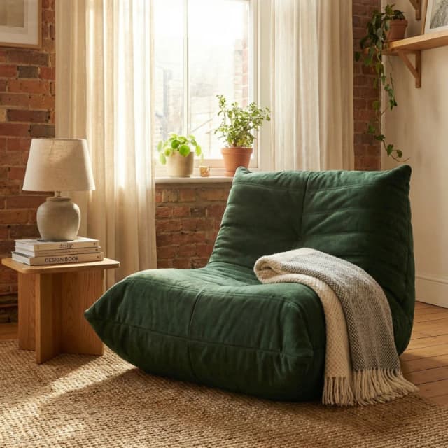 Urban Meuble Luxury Chenille Bean Bag Lazy Sofa Green unisex One Size