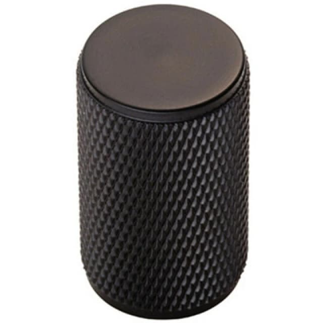 Loops Knurled Cylindrical Cupboard Door Knob 18mm Dia Matt Black Cabinet Handle Black unisex