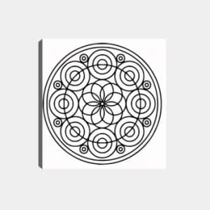MANDALA45 White Black Decorative Canvas Painting