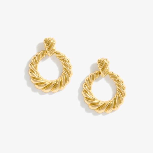 Mood Gold Textured Large Doorknocker Drop Earrings Gold female