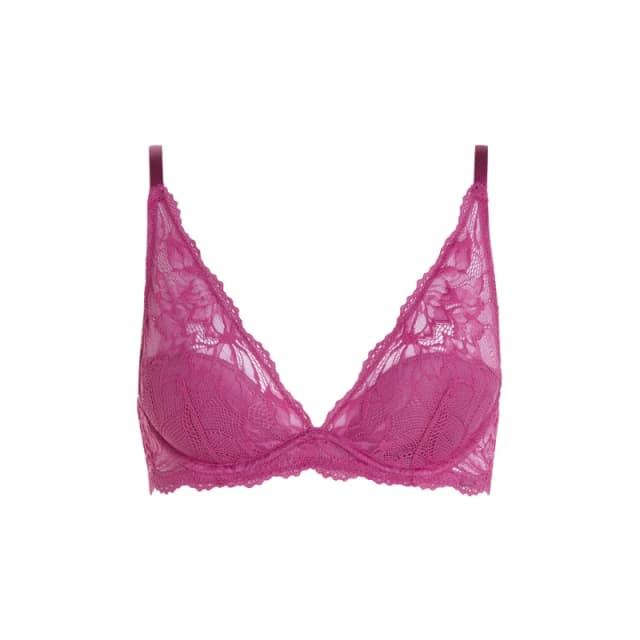 Calvin Klein Seductive Comfort Floral Plunge Bra - Pink Pink 32A