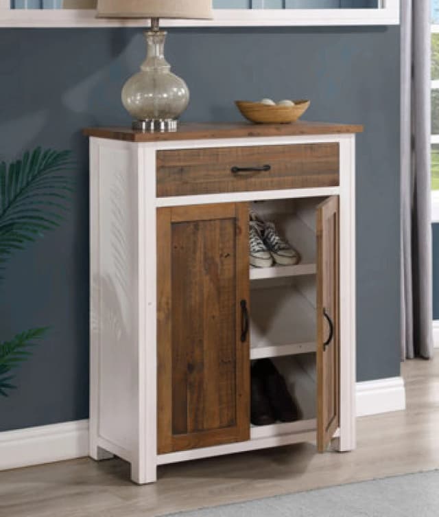 Baumhaus Splash Of White - Shoe Storage Cupboard With Drawer