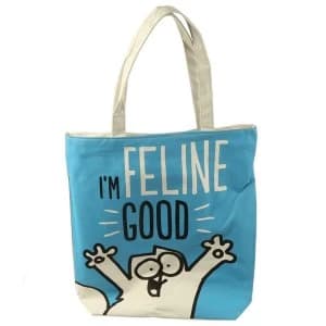 Simons Cat I'm Feline Fine Handy Cotton Zip Up Shopping Bag