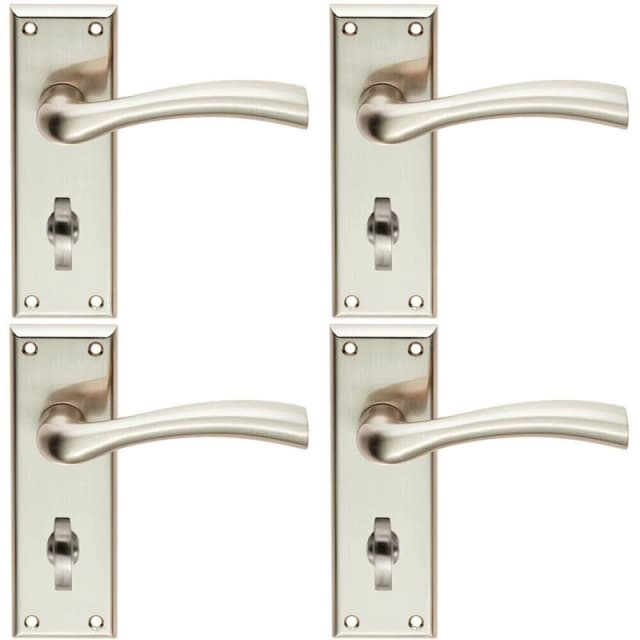 Loops 4x Chunky Curved Tapered Handle on Bathroom Backplate 150 x 50mm Satin Nickel Metallics