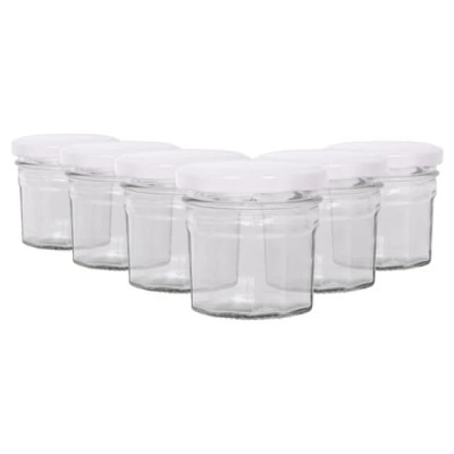 Argon Tableware Glass Jam Jars With White Lids - 90ml - Pack Of 6