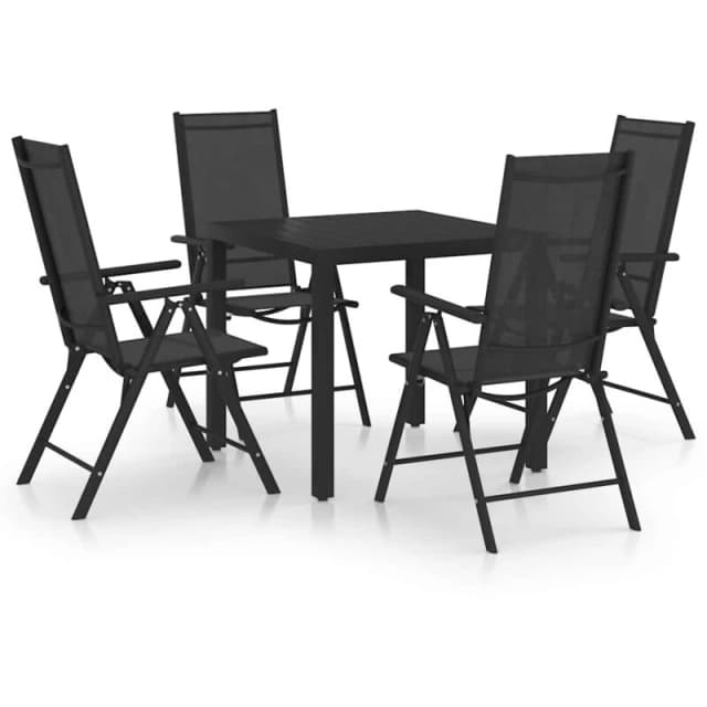 VIDAXL 5 Piece Garden Dining Set Aluminium Black Vidaxl 8720286407042
