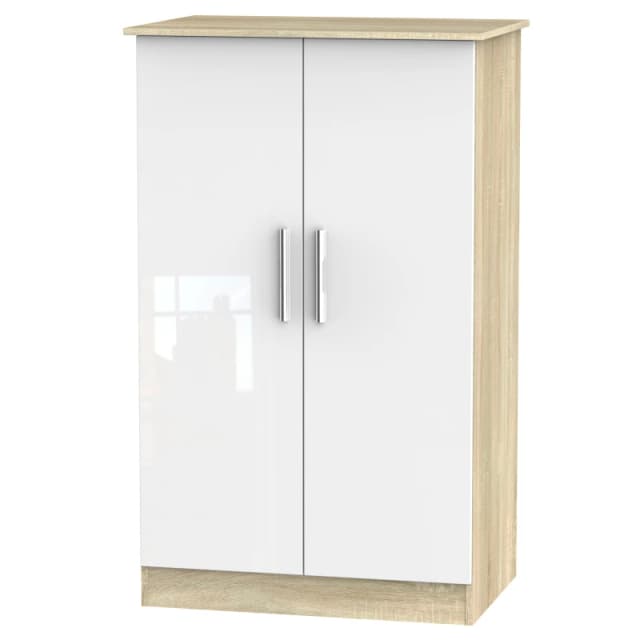 Trent 2 Door Midi Robe In White & Bardolino Oak (Ready Assembled)