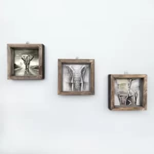 UKZM014 Multicolor Decorative Framed MDF Painting (3 Pieces)