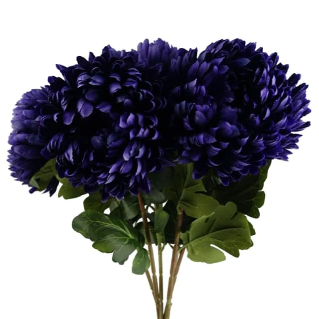 Leaf Pack of 6 x 75cm Extra Large Reflex Chrysanthemum - Purple Purple unisex