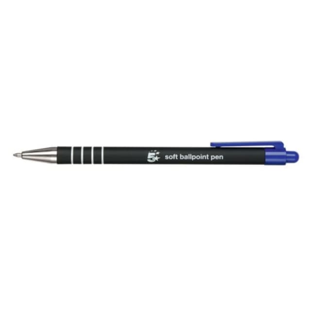 5 Star Office Retractable Ball Pen 0.5mm Line Blue (12 Pack) 918516