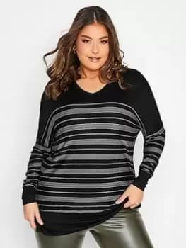 Yours Stripe Long Sleeve Top - Black, Size 16, Women