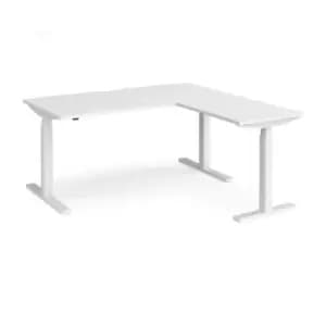 Height Adjustable Desk Rectangular Desk With Return 1600mm White Tops With White Frames Elev8 Touch