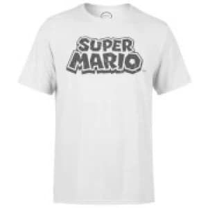 Nintendo Super Mario Distressed Logo White T-Shirt - L - White