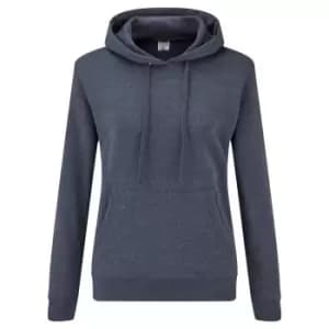 Fruit Of The Loom Ladies Lady Fit Hooded Sweatshirt / Hoodie (S) (Heather Navy)