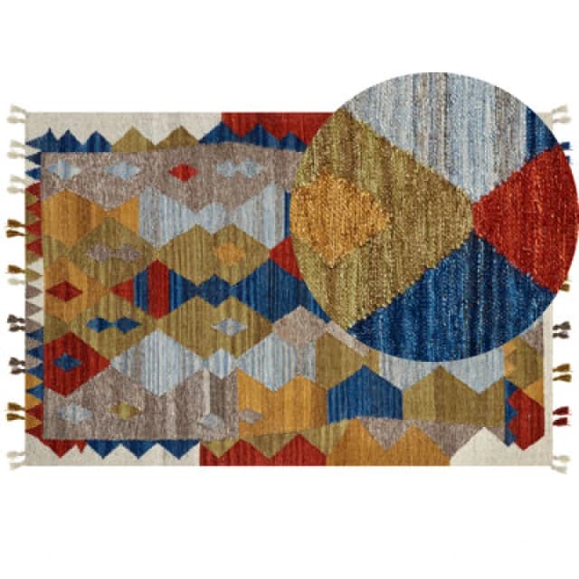 Beliani Rug Arzakan Multicolour 200 X 300 Cm Wool Kilim