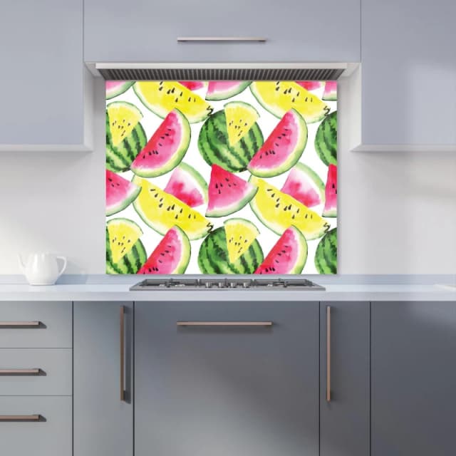 Warren Reed - Designer Colourful Melon Pattern Kitchen Splashback in Yellow Size: 700mm x 650mm Yellow Unisex 700mm x 650mm