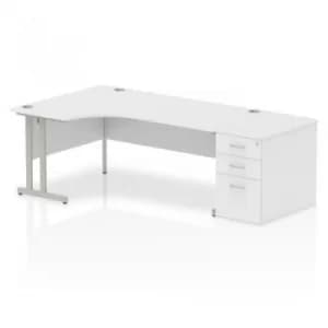 Impulse 1800 Left Hand Cantilever Workstation 800 Pedestal Bundle White