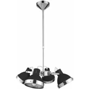 Black Shade and Chrome 4 Light Pendant Light - Premier Housewares