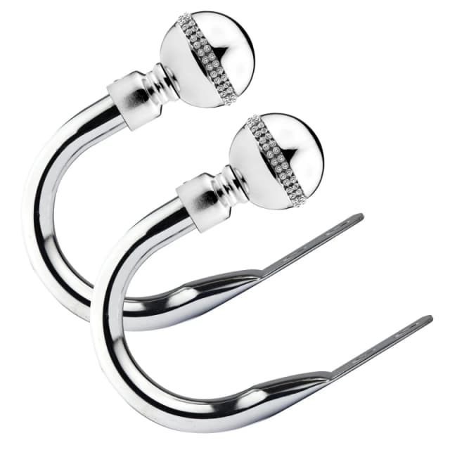 Emma Barclay Bling Pair of Curtain Holdback Tiebacks Curtain Poles Hold Back Silver 71301111000