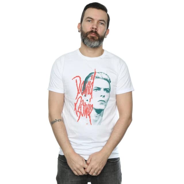 David Bowie David Bowie Men Mono Stare T-Shirt in White Size: Small White S Male 5059276027278