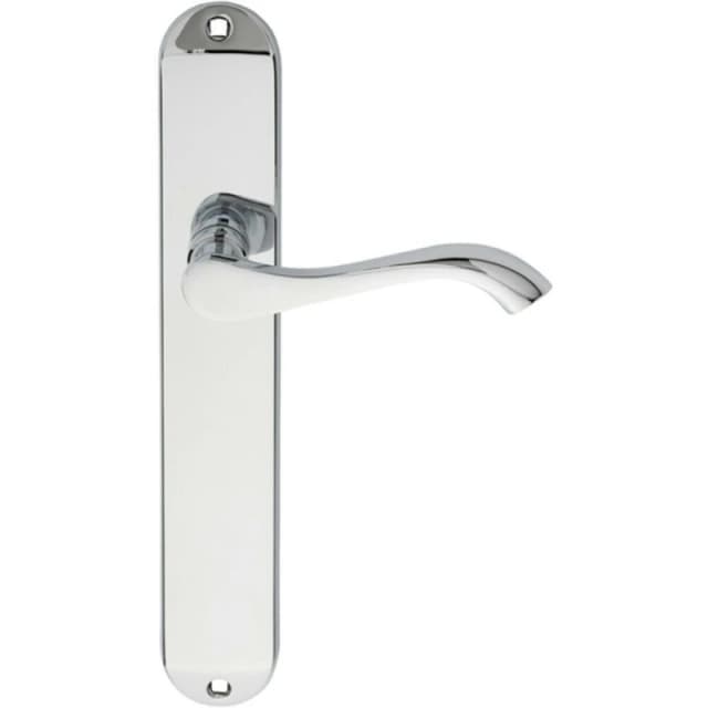 Loops PAIR Curved Handle on Long Slim Latch Backplate 241 x 40mm Polished Chrome Multi