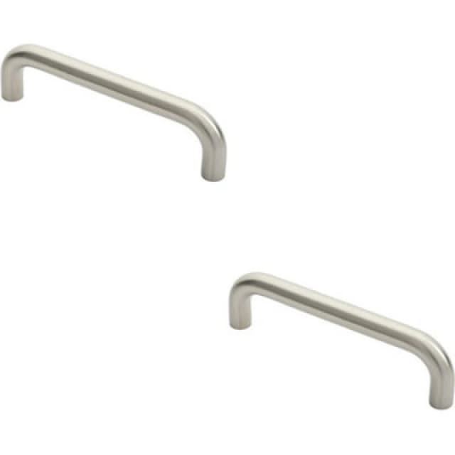 Loops 2x Round D Bar Door Pull Handle 247 x 22mm 225mm Fixing Centres Satin Steel Metallics unisex
