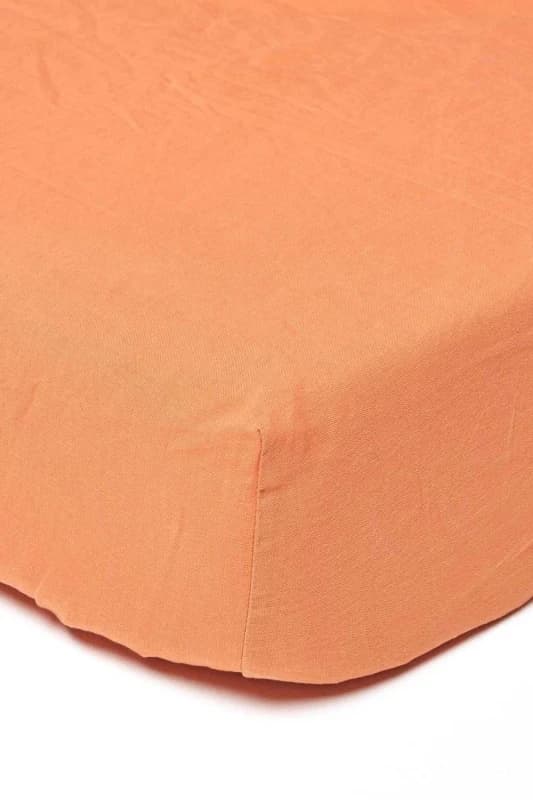Homescapes Burnt Orange Linen Deep Fitted Sheet, Single