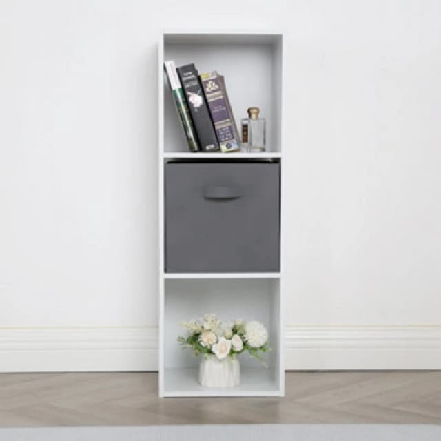 Jane - 3X1 White Bookcase With Baskets