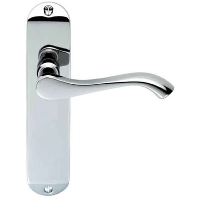 Loops PAIR Curved Handle on Chamfered Latch Backplate 180 x 40mm Polished Chrome Multi