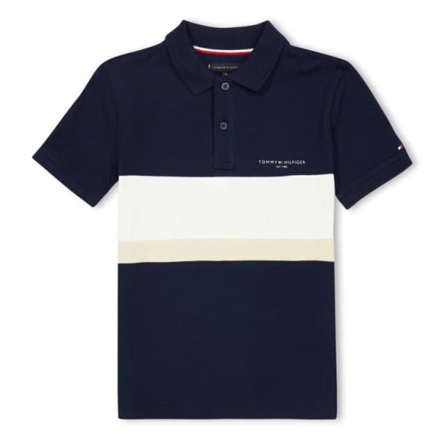 Tommy Hilfiger Kids Block Short Sleeve Polo Shirt Night Navy C1G male 10Y