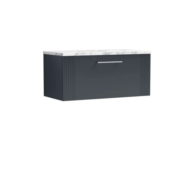Balterley 1 Drawer Wall Hung Vanity Marble Laminate Worktop 800mm Black
