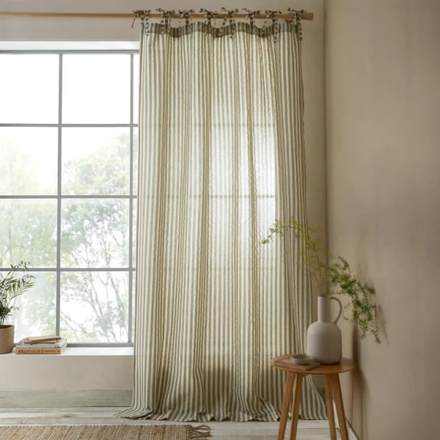 Pineapple Elephant Zanzibar Woven Stripe Voile Curtain Panel Green unisex 140x183cm