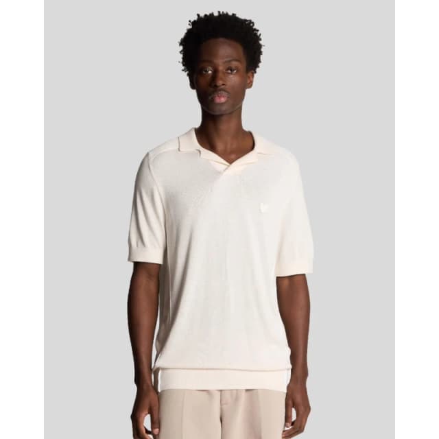 Lyle and Scott Seam Tipped Knitted Polo Shirt White male XS