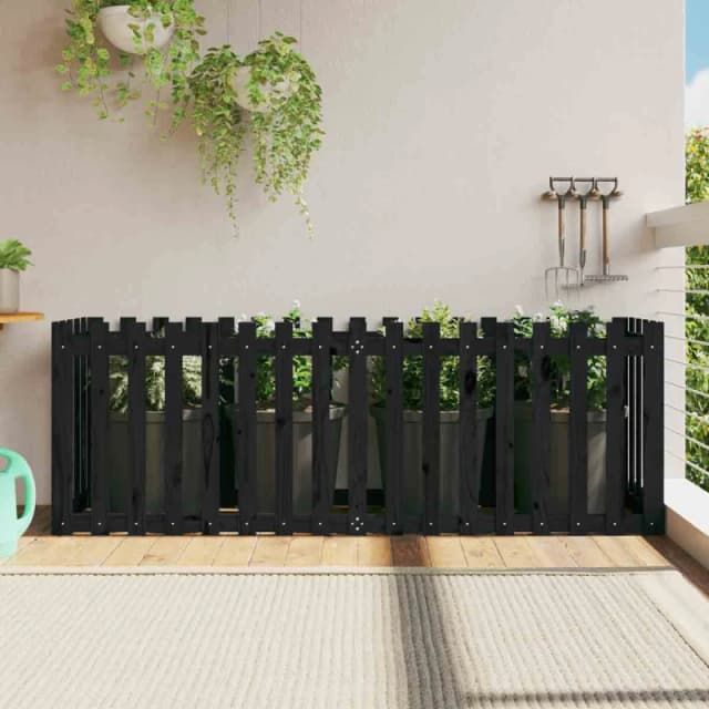 vidaXL Garden Raised Bed w/ Fence Design Black 200x50x70 cm, Black 832514