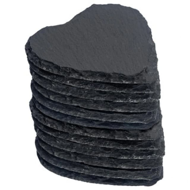 Argon Tableware Heart Slate Coasters - 10Cm - Pack Of 12