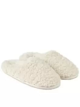 TOTES CURLY FUR MULE WITH MEMORY FOAM & PILLOWSTEP, Cream, Size 4, Women