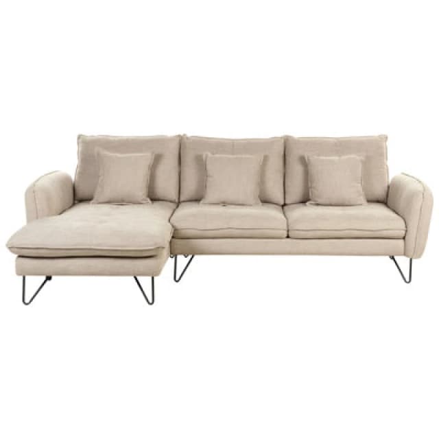 Beliani Corner Sofa 3 Seater Sersan Chenille Beige Right Hand