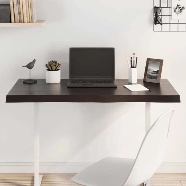 Vidaxl Table Top Dark Grey 100X40X4cm Treated Solid Wood Oak Live Edge, Brown 364014