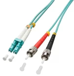 Lindy 15m OM3 LC - ST Duplex fibre optic cable Turquoise