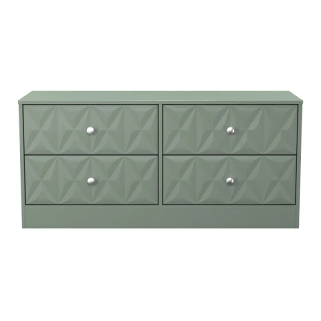 Genoa Ready Assembled Matt Green 4 Drawer Wide Chest (H)521mm (W)1146mm (D)395mm