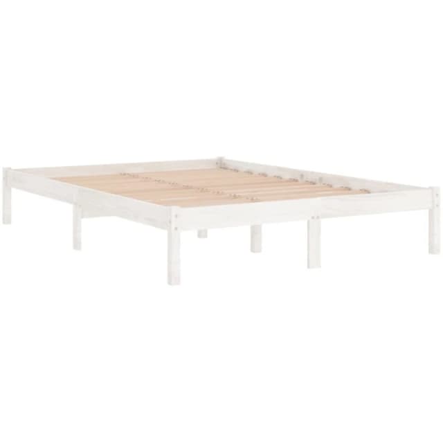 VIDAXL Bed Frame without Mattress White Solid Wood Double vidaXL 8720286762196