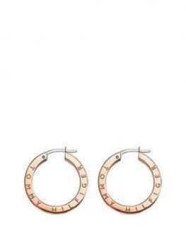 Tommy Hilfiger Rose Gold Crystal Set Ladies Hoop Earrings