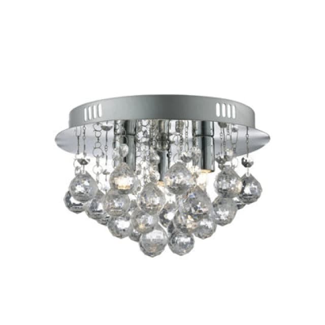 Lighting Collection 3 Light Flush Ceiling, Chrome & Clear Acry