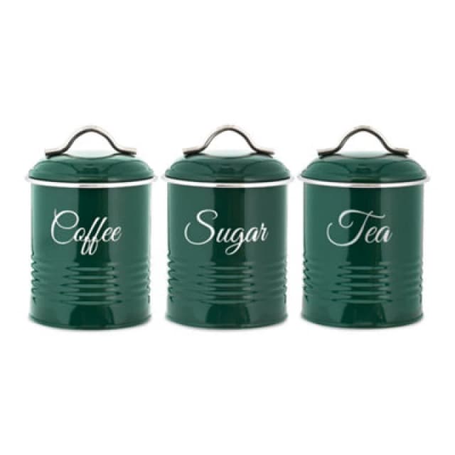 Innoteck Essentials Tea, Coffee, Sugar Set Of 3 Canister In High Gloss Green