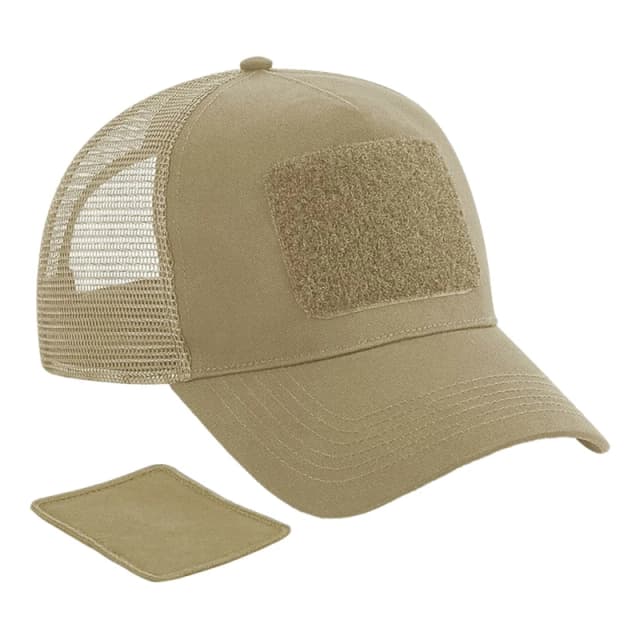 Beechfield Beechfield Men Patch Snapback Trucker Cap in Light Brown Light Brown One Size Male 5059444620027