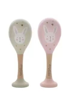 Toy Wooden Maracas Rabbit Pink
