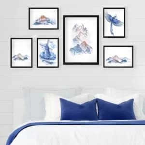 SET_011 Multicolor Decorative Framed Painting (6 Pieces)